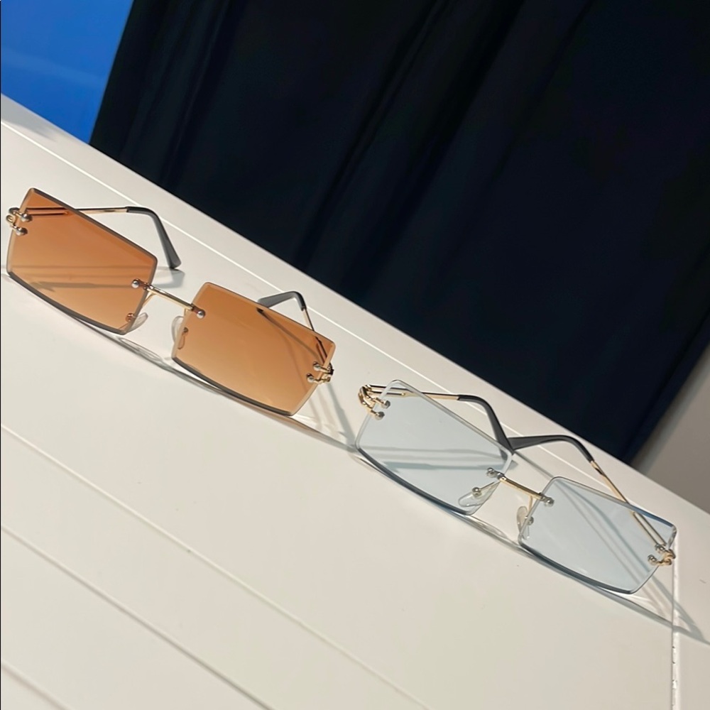Stylish Gold and Silver Rimless Fashion Sunglasses